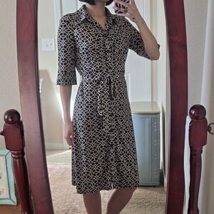 Laundry By Shelli Segal Size 4 - Elbow Length Sleeve Geometric Midi Dress